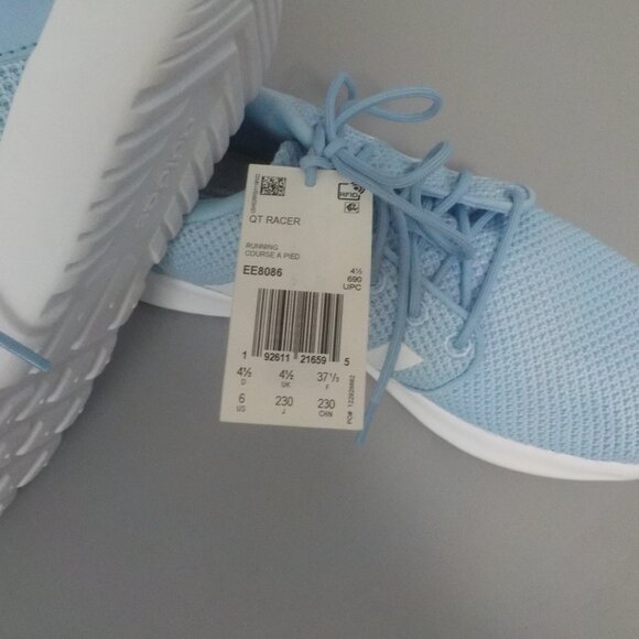 ADIDAS CLOUDFORM WOMENS SIZE 6M LIGHT BLUE AND WHITE QT RACER SNEAKERS - Picture 6 of 11